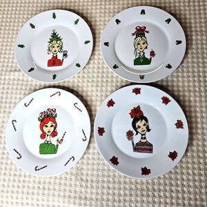 Vintage 2002 May's Dept Store Boxed Porcelain Christmas Character Dessert Plates